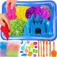 PIASEK KINETYCZNY 1KG ZESTAW FOREMKI PIASKOWNICA BASEN DLA DZIECI