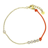 84646 Bransoletka złota stal chirurgiczna 316L cyrkonie ze sznurkiem