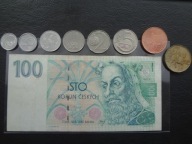 Czechy- zestaw monet plus banknot 100 koron