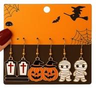 Zestaw Kolczyków Halloweenowych na Hallowen– Dynie Mumia i Grób 3 pary