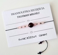 BRANSOLETKA TALIZMAN MIŁOŚCI GRANAT KWARC RÓŻOWY