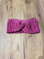 Miękka velvetowa opaska na głowę – 100 % handmade (piwonia)