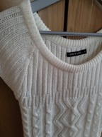 TUNIKA sweterkowa warkocz krótki rękaw KREMOWA S