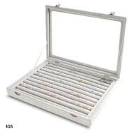 Organizer na biżuterię Frebeauty 10 przegródek szkło aksamit szary