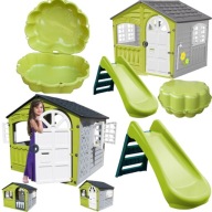 DOMEK DLA DZIECI OGRODOWY PALPLAY 3W1 ZJEŻDŻALNIA I PIASKOWNICA STABILNY