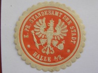 Niemcy - Prusy - Urząd Stanu Cywilnego w Halle nad Saale (Soławą) - zalepka