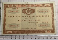 PKO Premiowy Bon Oszczędnościowy 500 zł 1971 PRL