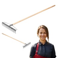 GRABIE DO LIŚCI TRAWY TRAWNIKA OGRODOWE METALOWE UNIWERSALNE Z KIJEM