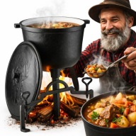 KOCIOŁEK ŻELIWNY EMALIOWANY GARNEK MYŚLIWSKI WĘGIERSKI NA PIECZONKI 8L