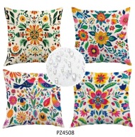 Wodoodporne poszewki na poduszki zewnętrzne taras 45x45 4szt Kwiaty PZ4508