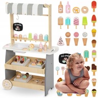 Drewniana lodziarnia na kółkach - wózek z lodami Prezent dla dziewczynki