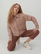 Reserved kurtka pikowana watowana beżowa różowa pudrowa crop pastelowa y2k