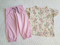 Cool Club bluzka w króliki nowa i spodnie różowe 3/4 roz 128