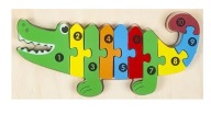 PIERWSZE DREWNIANE PUZZLE MONTESSORI DLA DZIECKA KROKODYL 3D