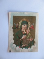 MATKA BOŻA NIEUSTAJĄCEJ POMOCY przedwojenny ŚW. OBRAZEK NAPISY CYRYLICĄ