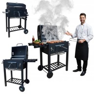 GRILL WĘGLOWY OGRODOWY DUŻY ŻELIWNY RUSZT POKRYWA TERMOMETR POPIELNIK XXL