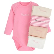 Cool Club, Body dziewczęce z długim rękawem, DNI TYGODNIA, 5 szt. r. 62