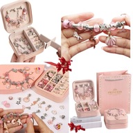 DUŻY ZESTAW DO ROBIENIA BRANSOLETEK I NASZYJNIKÓW CHARMS SZKATUŁKA KORALIKI