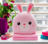 MASKOTKA PODUSZKA KOC OGRZEWACZ DO RĄK KRÓLIK POPIELATY Z KOCEM 3w1