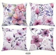 Poszewki na poduszki 4szt 45x45cm kwiaty różowe fioletowe 4509