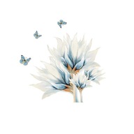 NAKLEJKI NA ŚCIANĘ - KWIAT NIEBIESKO BIAŁY MOTYLE