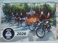 Kalendarz 2026 roku - zabytkowe motocykle Ekipy WSK BĄK z autografami
