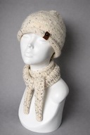 Komplet czapka i szalik Damski Ecru Wełna