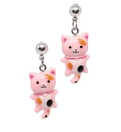 Kolczyki z kotkami 3D, różowe