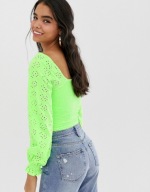 hiszpanka; zielony neon z bawełnianej koronki angielskiej; nowa 42/44