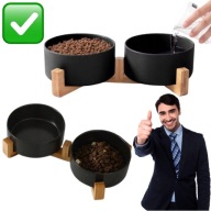 MISKA CERAMICZNA DLA KOTA KOMPLET 2szt CZARNA NA WODĘ 0.8L SOLIDNA | MERSJO