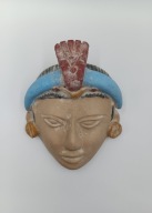 Maska z terakoty - Majów - Azteków - kolekcjonerska - vinatge Piękna - 30cm