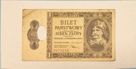Banknot 1 Złotych 1938 r skasowany