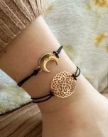 KOMPLET BRANSOLETEK NA SZNURKU ROZETA KOŁO AŻUROWE KWIAT ŻYCIA KSIĘŻYC SEXY