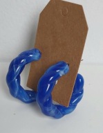 Niebieskie kolczyki otwarte szerokie koła zapinane na sztyft