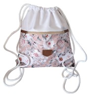 Worek plecak 2kieszenie na zamek , kwiaty HABILE design bag