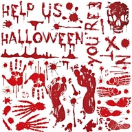 NAKLEJKI FOLIOWE HALLOWEEN DEKORACJE OZDOBY OKNO KREW KRWAWE ŚLADY DŁONIE