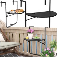 REGULOWANY STOLIK BALKONOWY SKŁADANY ZAWIESZANY NA BALUSTRADĘ CZARNY