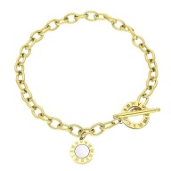 58912 Bransoletka złota stal chirurgiczna motyw zegara