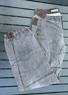 Spodnie męskie cargo z kieszeniami – szare, ściągacze, bawełna, rozmiar L