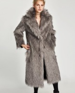 ZARA STUDIO Luksusowy Futrzany Płaszcz Exclusive M