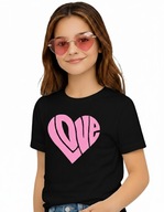 Koszulka dziecięca Serce Love róż Walentynki urodziny prezent 134-146 9-11