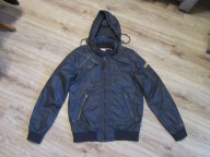 KHUJO męska lekka szara kurtka jeansowe wstawki chowany kaptur_ M