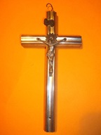 Krzyżyk z jezusem - Drewniany 15 cm - Jezusik z metalu