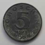 *AUSTRIA [0681]*5 groszy 1973 Druga Republika 5 GROSCHEN, Herb Orzeł