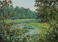 Nad rzeką" obraz olejny na płótnie 30x40cm , oryginał Garncarek Al,,,