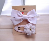 Spinki do włosów szydełkowy kwiatek kokardka 2.szt.