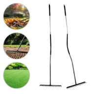 GRABIE OGRODOWE DO LIŚCI TRAWY TRAWNIKA METALOWE 16 ZĘBY GIĘTY TRZON RĄCZKA