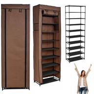 SZAFKA NA BUTY Z PÓŁKAMI KOLORU BRĄZOWEGO 10 PÓŁEK 57X172X29 REGAŁ STOJAK