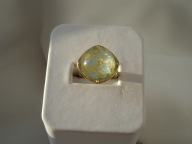 NOWY PIERŚCIONEK AKWAMARYN KRYSZTAŁ ZŁOTO 9K pr. 375 + GRATIS!!!