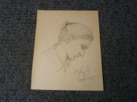 Szkic ołówkiem "Kobieta" sygnowany ładny stan